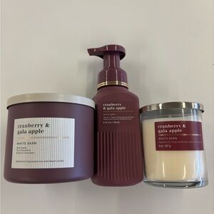 White Barn Cranberry & Gala Apple Candle and Soap Trio